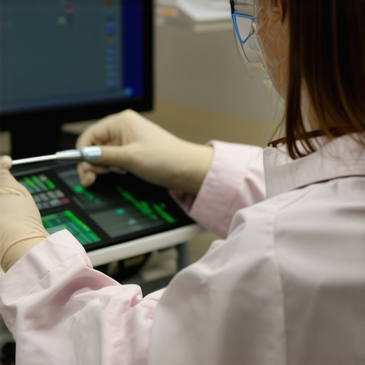 A healthcare worker calibrating medical devices with specialized tools in a hospital environment