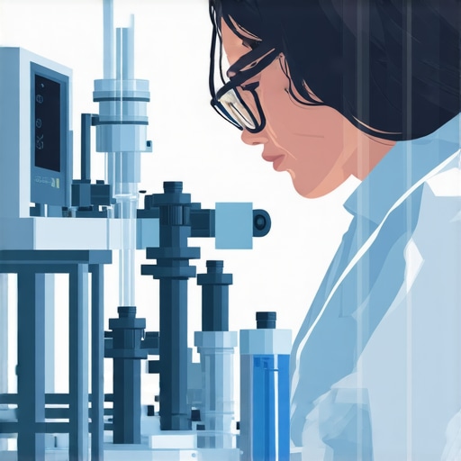 Healthcare professional analyzing advanced medical devices with safety considerations.