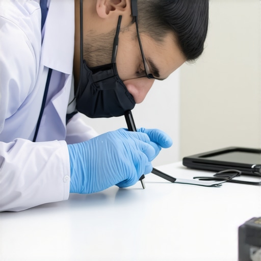 Technician calibrating medical equipment for optimal performance.