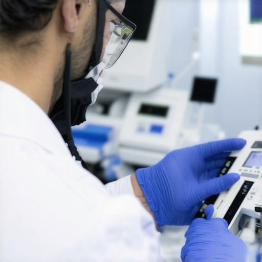 Technician calibrating medical instruments to ensure optimal performance.