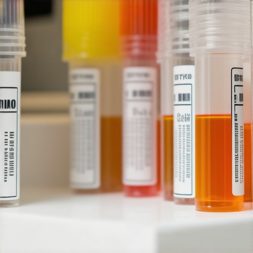 Cryo-vials labeled and stored systematically in a medical freezer.