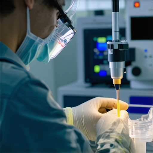 Technician performing calibration on medical equipment to ensure accuracy and longevity.