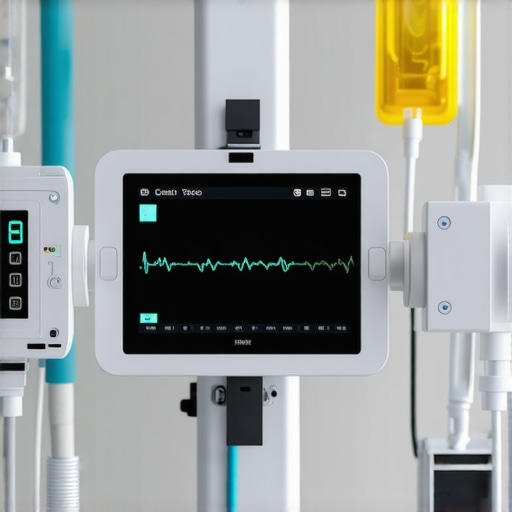 IoT sensors monitoring medical devices for predictive maintenance.