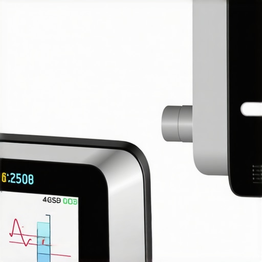 Hands using diagnostic tools on medical equipment with IoT sensors