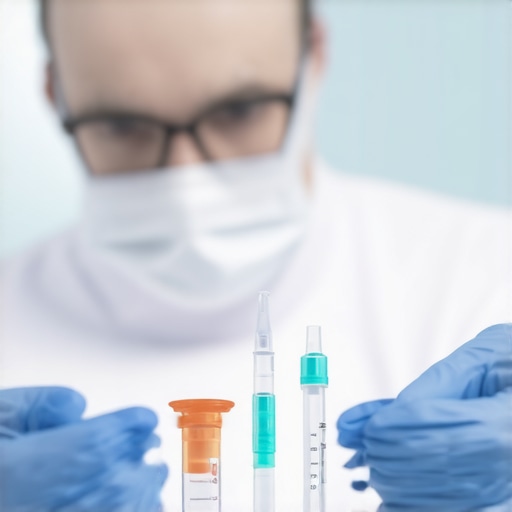 Medical professional analyzing different medical supplies and equipment.