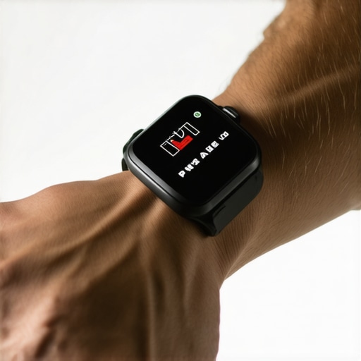 Athlete wearing a wireless pulse sensor on wrist during workout