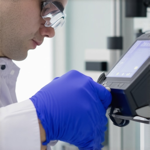 Medical Equipment Calibration in Progress Technician calibrating medical device with digital calibration tool