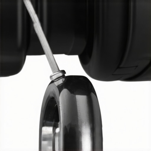 Technician cleaning a hospital bed wheel with precision tools